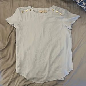 Baby blue loft x-small blouse with gold finishes on shoulders